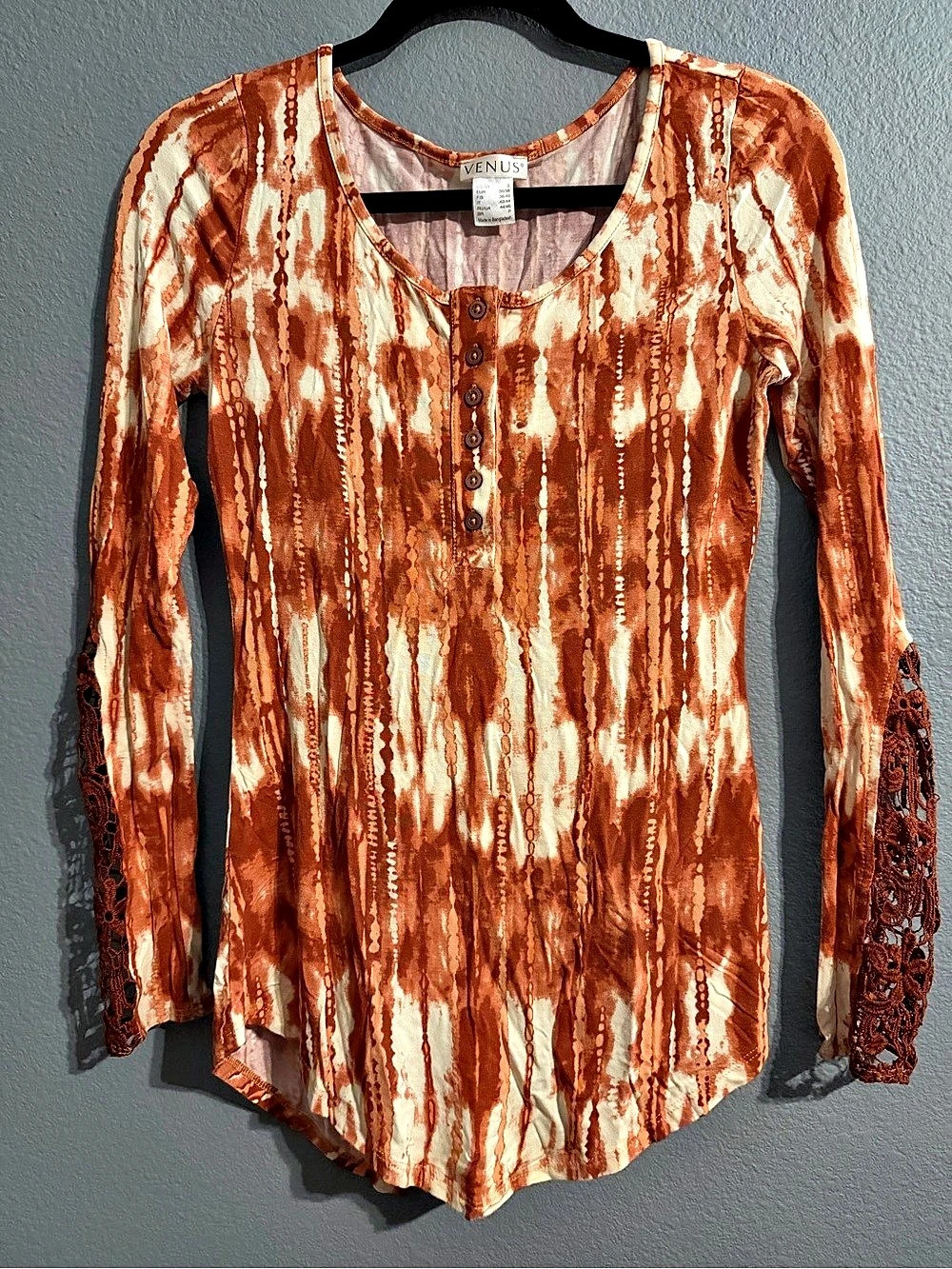 Venus Tie dye Long Sleeve Orange & White Medium